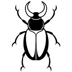 Stylized Beetle Line Art in Vector Format