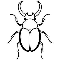 Stylized Beetle Line Art in Vector Format
