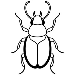 Stylized Beetle Line Art in Vector Format