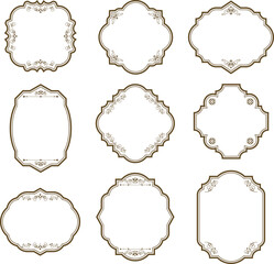 Set of Vintage Decorative Frames: Elegant Labels and Ornate Borders