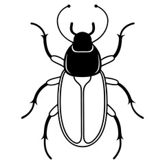 Stylized Beetle Line Art in Vector Format