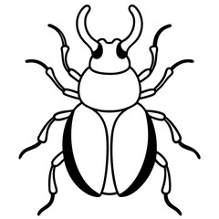 Stylized Beetle Line Art in Vector Format