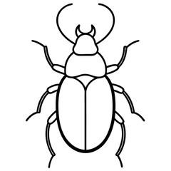 Stylized Beetle Line Art in Vector Format