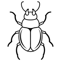 Stylized Beetle Line Art in Vector Format