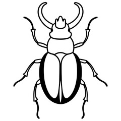 Stylized Beetle Line Art in Vector Format