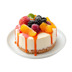 Delicious Mini Cheesecake Topped with Berries and Orange Slices