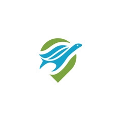 abstract pin location turtle logo