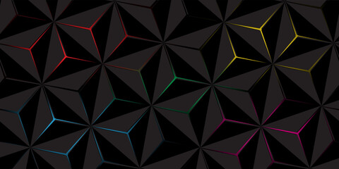 Fototapeta premium Dark hexagon abstract technology background with bright flashes under the hexagon. Hexagon game vector abstract technology background.