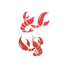 simple shrimp lobster logo icon