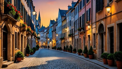 Obraz premium street in the old town of the city