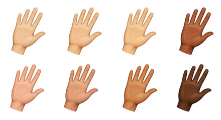 Obraz premium Waving Hand emoji in various skin tones isolated on