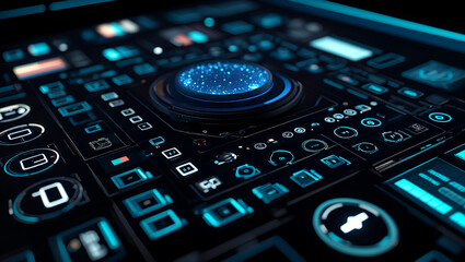 Futuristic technology interface control panel digital dashboard