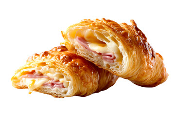 Delicious ham and cheese croissants with flaky layers on a plate