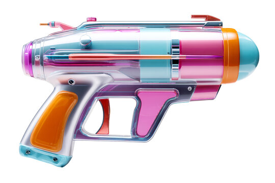 Colorful transparent water blaster for summer fun activities - Powered by Adobe