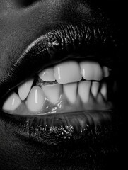 Close-up of smiling mouth with perfect white teeth