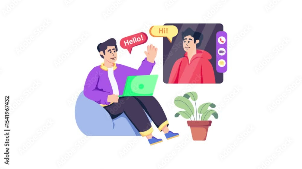 Poster video calling animation mp4 file