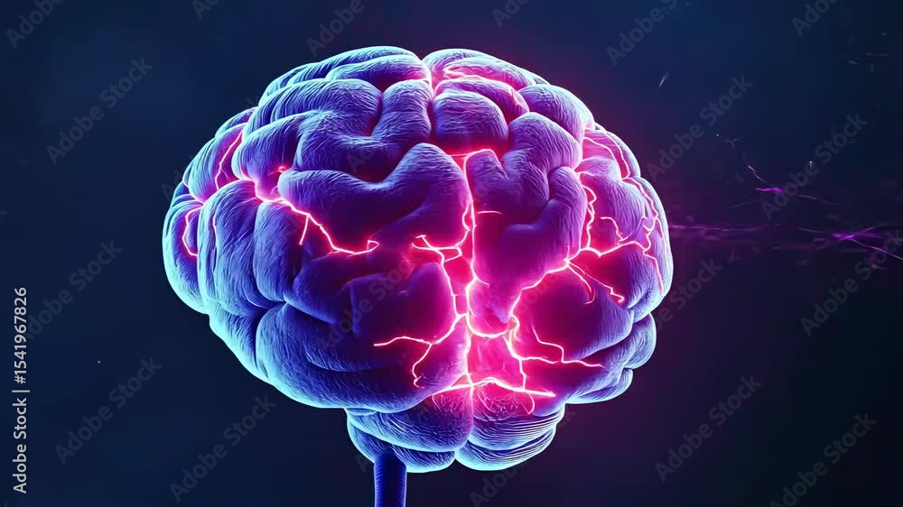 Poster vivid representation of a glowing brain with neural connections
