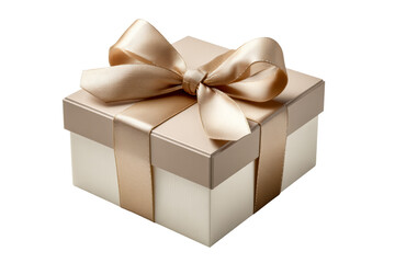 Elegant gift box with ribbon on transparent background