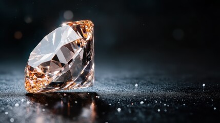 A stunningly crafted diamond sits elegantly on a dark surface, showcasing its brilliance and allure, representing luxury, wealth, and timeless beauty in a unique artistic perspective.