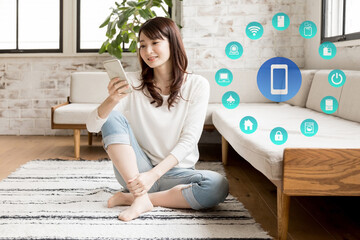 若い女性　IOTイメージ