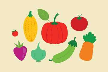 Colorful Fruits and Vegetables Vector Bundle for Healthy Food Designs