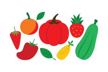 Colorful Fruits and Vegetables Vector Bundle for Healthy Food Designs