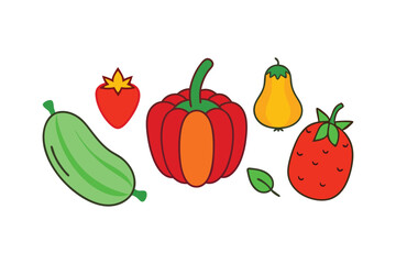 Colorful Fruits and Vegetables Vector Bundle for Healthy Food Designs