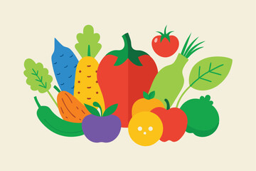 Colorful Fruits and Vegetables Vector Bundle for Healthy Food Designs