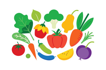 Colorful Fruits and Vegetables Vector Bundle for Healthy Food Designs