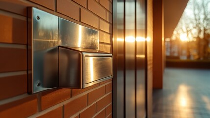 A sleek stainless steel mailbox against a warm sunset background reflects modern design and functionality, hinting at the importance of communication in daily life.