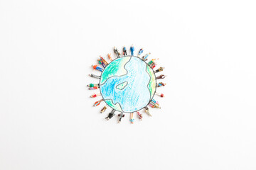 地球　人物　環境問題　人種　ジオラマ
