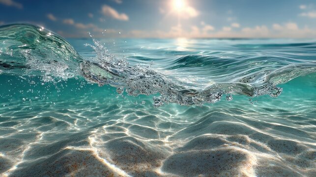 Clear Water Surface with Ripples, Light Blue Abstract Background, Top View - Nature Banner Template for Spa & Beauty Design Concepts