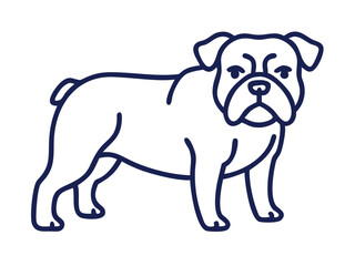Naklejka premium Cute cartoon bulldog illustration perfect for children's products. A cheerful, cartoon illustration of a light beige bulldog. 