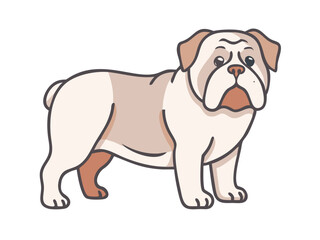 Obraz premium Cute cartoon bulldog illustration perfect for children's products. A cheerful, cartoon illustration of a light beige bulldog. 