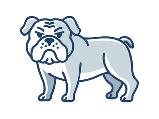 Cute cartoon bulldog illustration perfect for children's products. A cheerful, cartoon illustration of a light beige bulldog. 