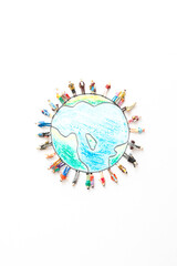 地球　人物　環境問題　人種　ジオラマ
