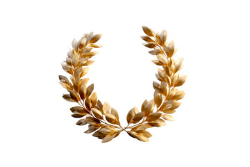 Golden laurel wreath design with a transparent background