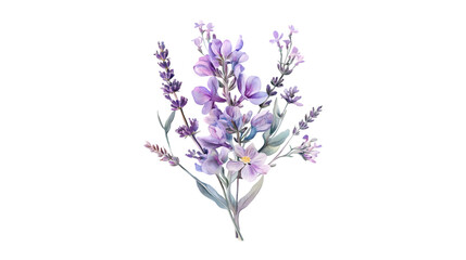 Obraz premium Delicate Lavender and Purple Flower Bouquet Watercolor Painting Botanical Illustration Floral Art Nature Beauty