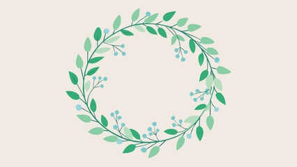 Delicate floral wreath of leaves and berries with transparent background