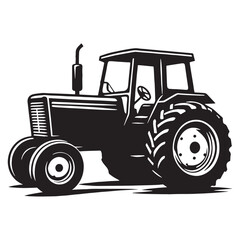 Powerful Farm Tractor silhouette in bold stance – Tractor illustration – Minimalist Tractor vector – Vehicle silhouette

