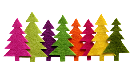 Colorful Felt Christmas Trees Festive Holiday Decoration