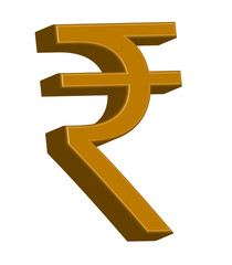 Golden 3D Indian Rupee Symbol Icon - India Currency & Finance