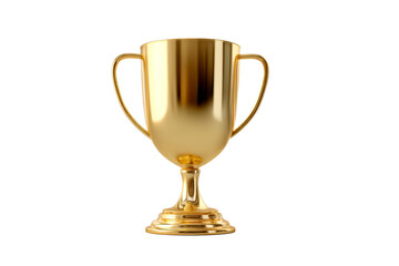 Golden trophy with shiny finish on transparent background