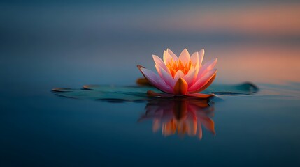 水面に咲く幻想的なスイレン