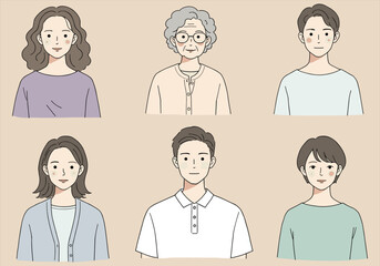 Portrait Set of Diverse People – Faces, Characters, Generations, Family members, Human expression vector, Casual avatar illustration – Vectors illustrations.