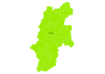 長野県の行政区分付き地図