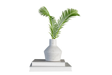 palm leaf in a vase isolated on white