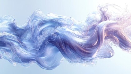 Fototapeta premium Abstract blue wave, clear and transparent, with small bubbles. Great for backgrounds, science, and technology themed visuals.