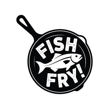 fish, fry, logo, design, vintage, skillet, illustration, seafood, restaurant, branding, event, promotion, retro, cooking, meal, food, frying, pan, chef, culinary, dinner, lunch, dish, graphic, marketi