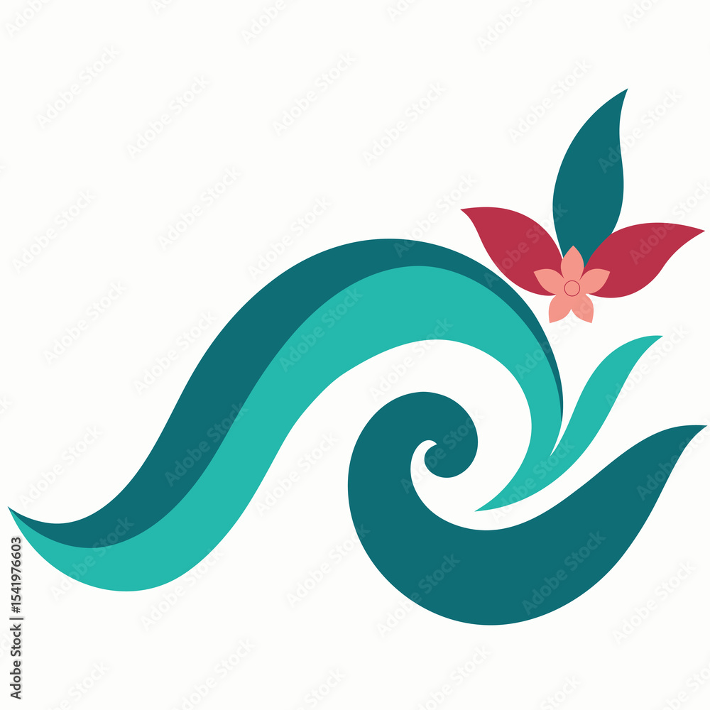 Poster elegant floral and swirl design element with transparency for diverse design uses